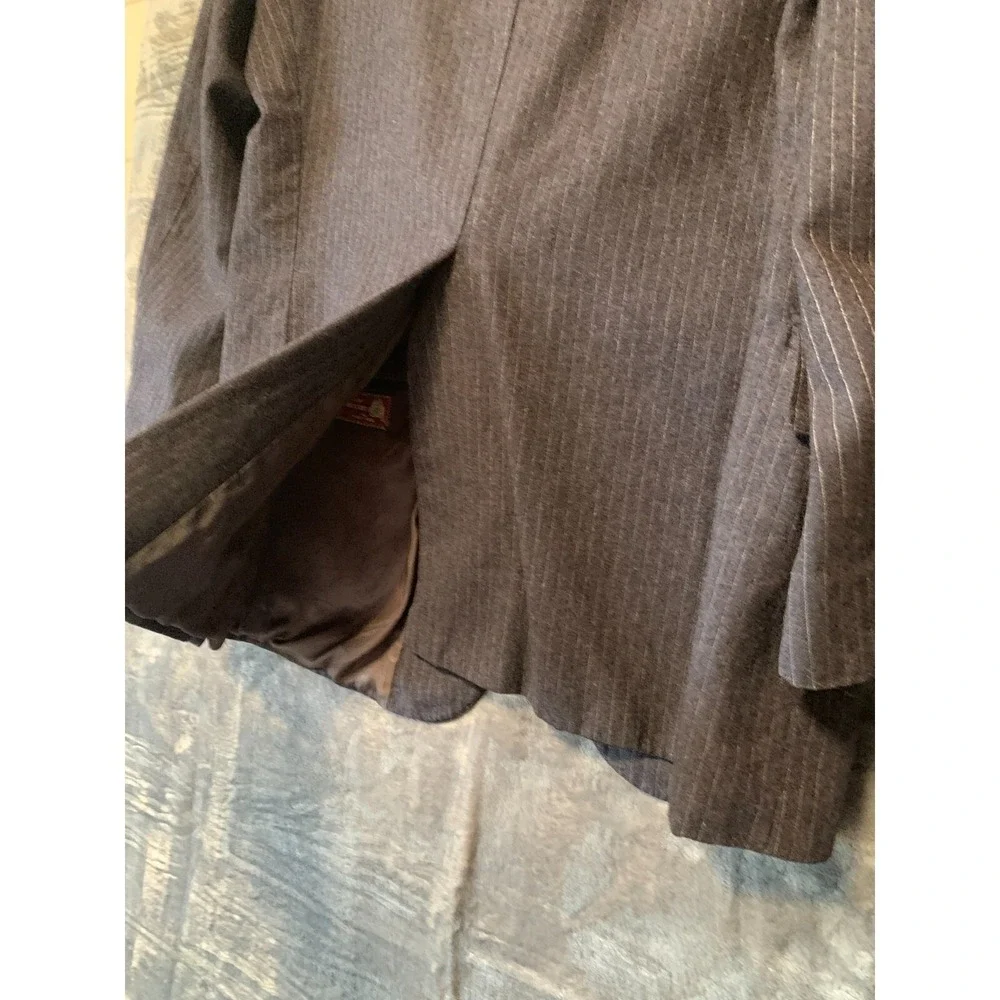 Chaps Ralph Lauren Vtg Wool Blazer 42L Pinstripe Grey Nordstrom Sport Coat Flaw